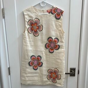 THML Sleeveless Dress with Multicolor Floral Embroidery